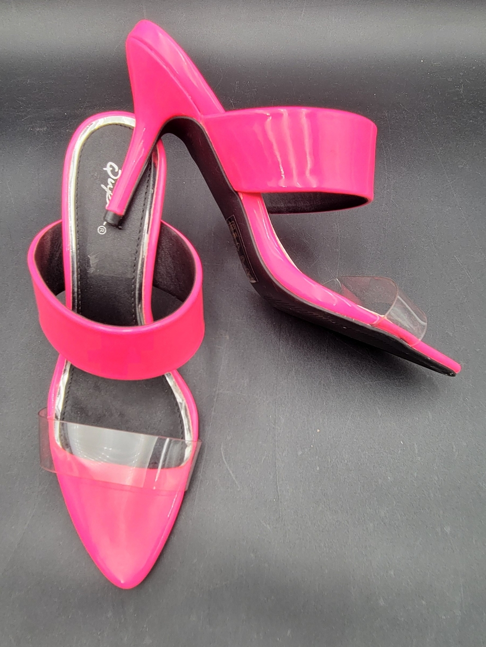 Qupid Hot Pink Clear Strap High Heel Shoes Size 6
